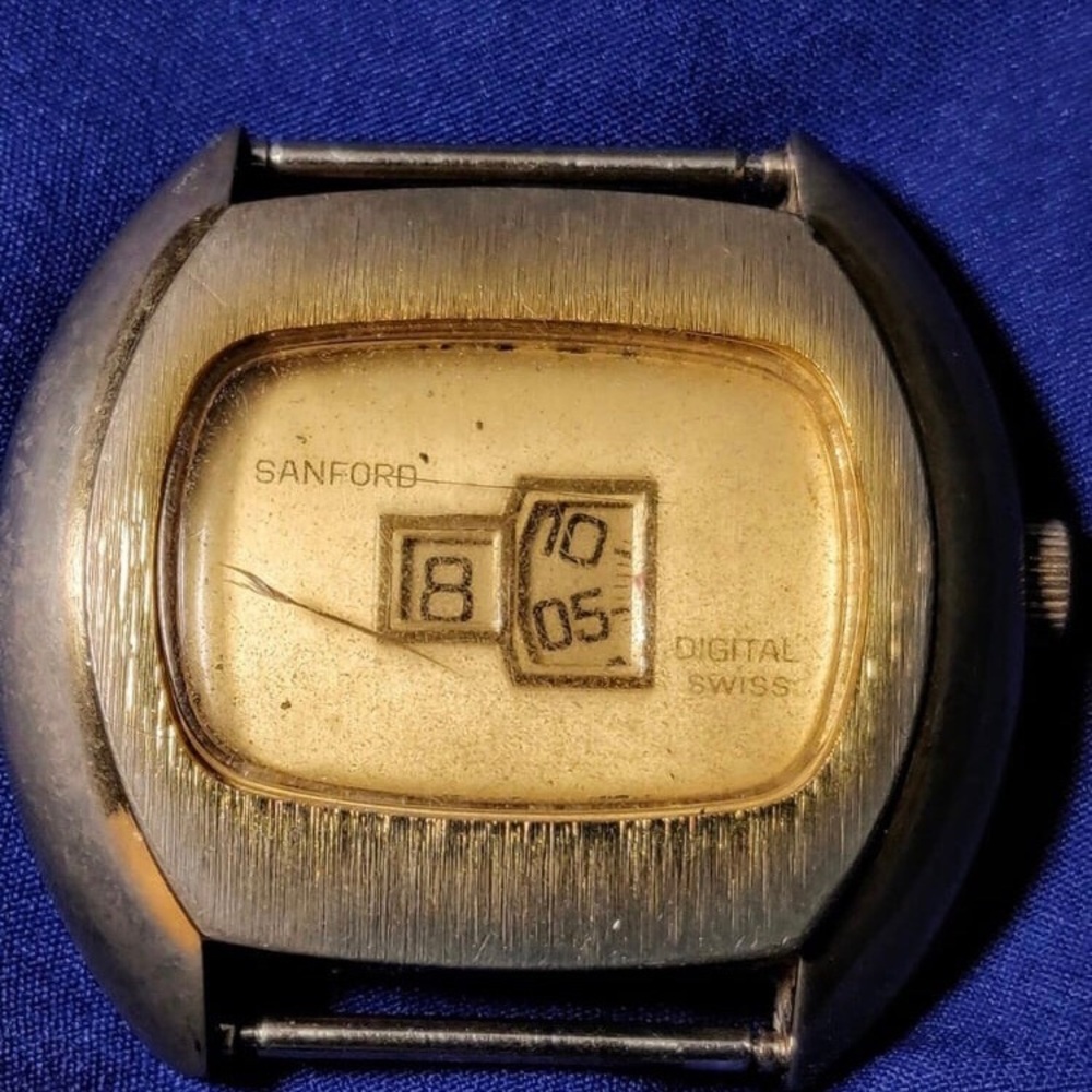 Sanford 43mm Vintage Jump Hour Manual Wind Swiss Men's Watch For Repair